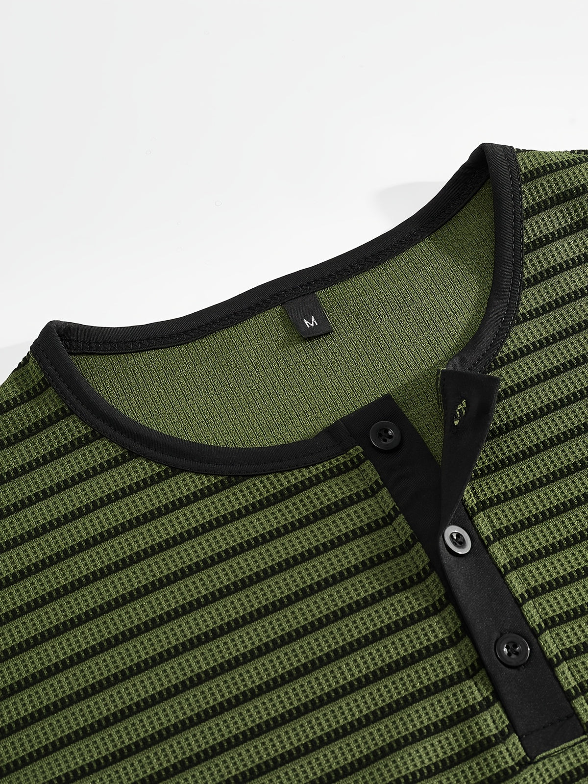 Men's Summer Short-Sleeve Color-Block Striped T-Shirt - Military Green