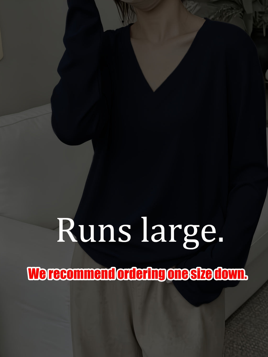 Loose Fit Drop Shoulder Sleeves Relaxed Style Women's Long Sleeve T-Shirt Polyester Women's Autumn Top Thin V-Neck Pullover Solid Color Basic Style Women's Casual Base Layer Spring/Autumn Women's Clothing Machine Washable, Not Dry Cleanable Autumn - Deep Blue