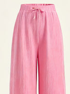 Summer High-Waisted Wide-Leg Pants for Women, High-Quality Draped Loose Straight-Leg Trousers, Casual Pants, Thin Style + Talan - Peach