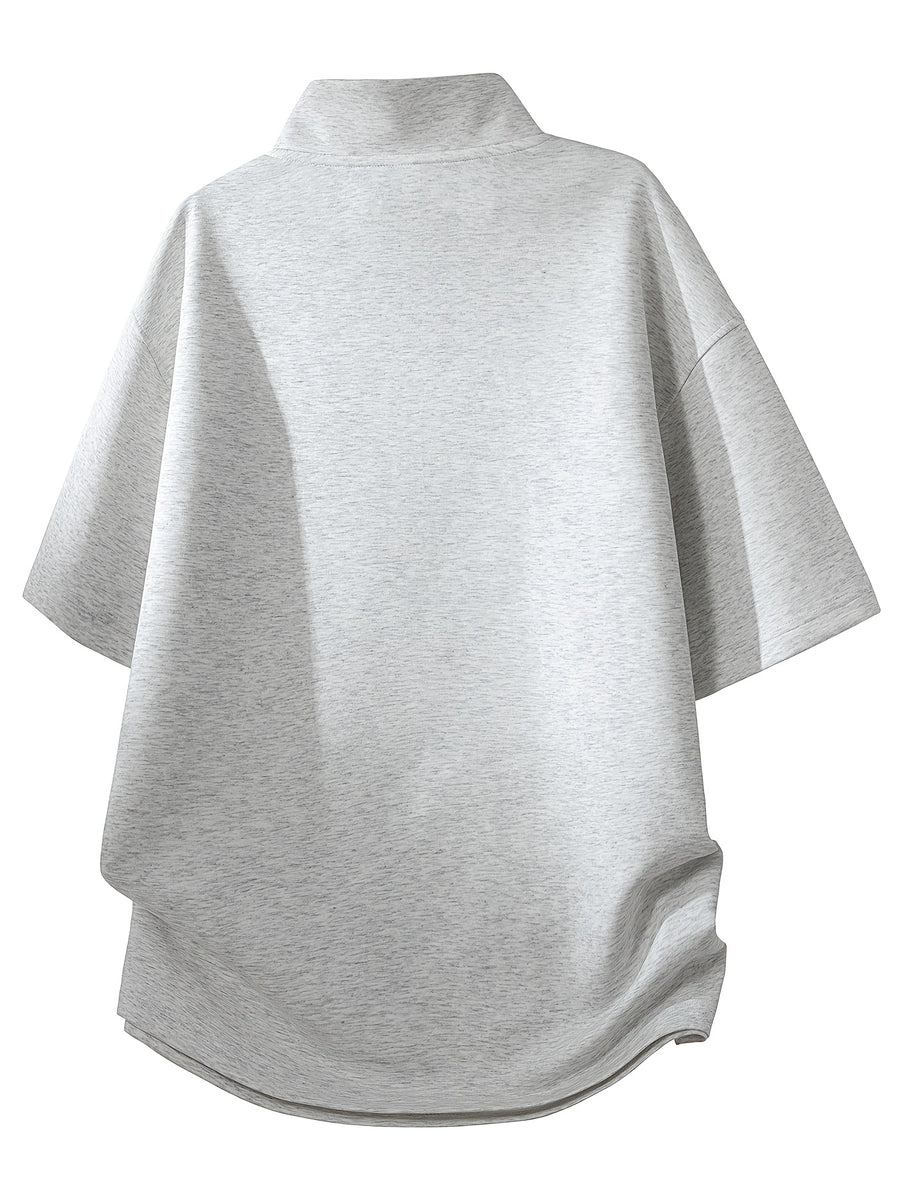 Men's Summer Travel Spring Short-Sleeve Stylish Sporty Top, Versatile Casual , Thin Lightweight Fashionable Trendy Commuting Daily Wear, New Simple Round Neck T-Shirt for Back-to-School Season - White Flower Gray