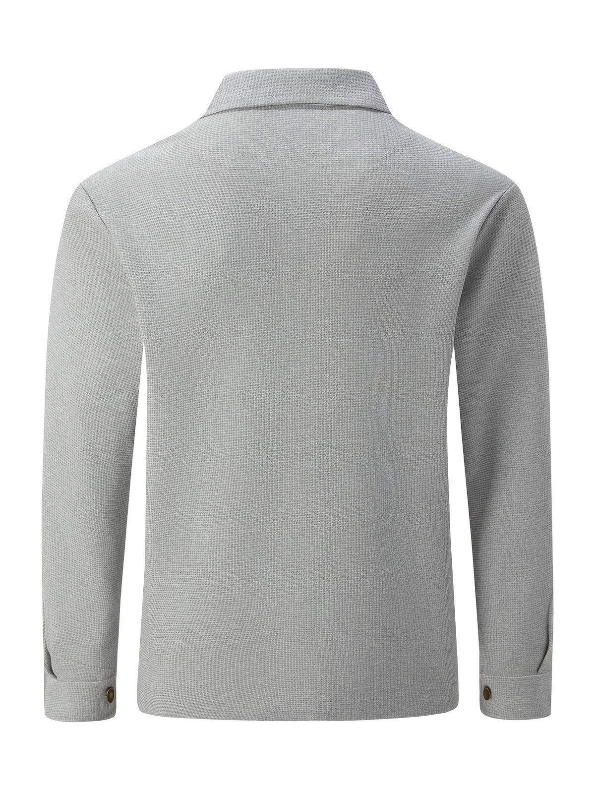 Men'S New Fall Winter Waffle Knit Shirt Jacket with Lapel, Multi-Pocket Button-Front Cargo Jacket - Grey