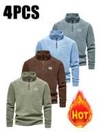 4pcs Men'S Casual Henley Shirts | Soft And Comfortable, Fashionable And Versatile, Crew Neck, Solid Color, Perfect For Fall/Winter - Mint Green + Red Brown + Gray Blue + Sky Blue