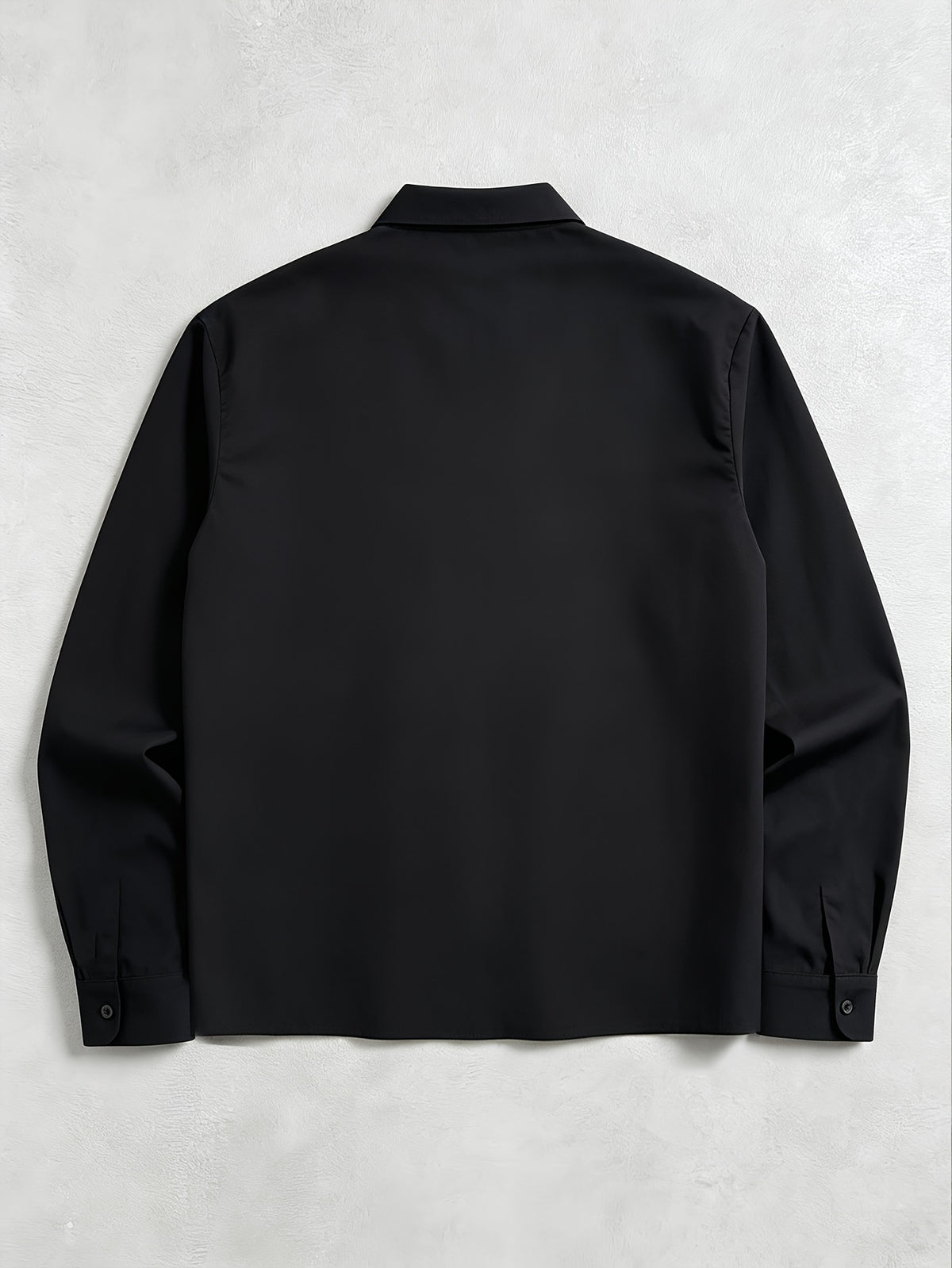 Men's Long-Sleeve Solid Color Zipper Shirt with Dual Pockets, Simple and Trendy Fashionable Casual Shirt - Black