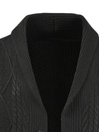 Men'S New Autumn Winter Solid Color Single-Breasted Twisted Flower V-Neck Cardigan, Fashionable, Casual, Versatile, Skin-Friendly, Comfortable, Smooth, Trendy, Slim Fit, Long Sleeved, Warm, Durable, Sporty And Energetic Knitted Jacket - Black