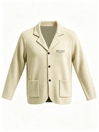 Men's New Spring, Autumn, and Winter Collection: Twill Textured Fabric Single-Breasted Notched Lapel Cardigan with Double Pockets, a Versatile Long-Sleeve Business Casual Outerwear. Soft, Comfortable, and Stylish Knitted Solid-Color Jacket - Khaki