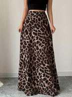Leopard Print Midi Skirt - Elegant A-Line Party And Formal Dress, Non-Stretch Fabric Suitable for Everyday And Special Occasions - 4 Seasons Fashion, Cute Dress, Versatile Item, Slim Fit, High-Quality Material, Work Attire - Mixed colors