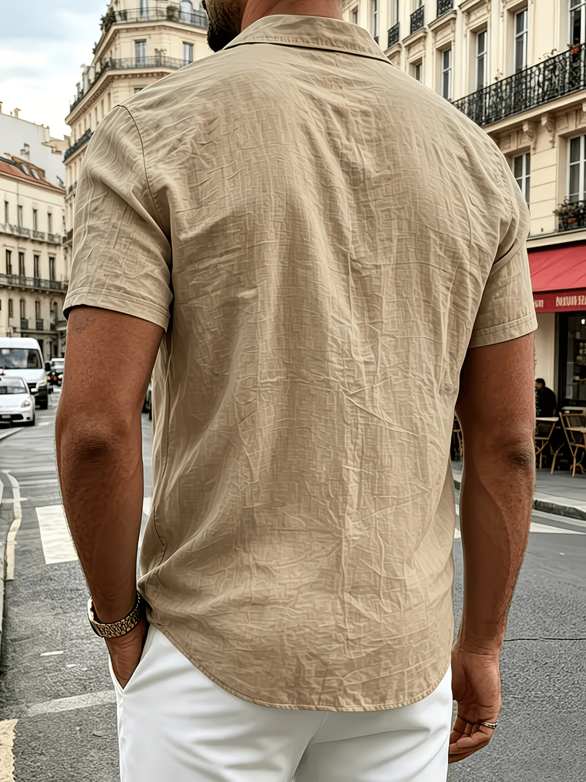 Men'S 4pcs Linen Blend Short Sleeve Shirt Set, Casual Lapel Open Cardigan Top, Lightweight Breathable Summer Shirt, with Pocket Loose Fit, Suitable for Daily And Vacation Wear - White+Black+Card+Tibetan