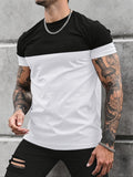 Men'S Color-Blocked T-Shirt Made of 100%, 180G, Featuring Solid Short Sleeves. Ideal for Summer And Suitable for All Seasons, This High-Quality, Comfortable, And Well-Fitting Casual Sportswear Is Factory-Made for Men - Mixed Color 2