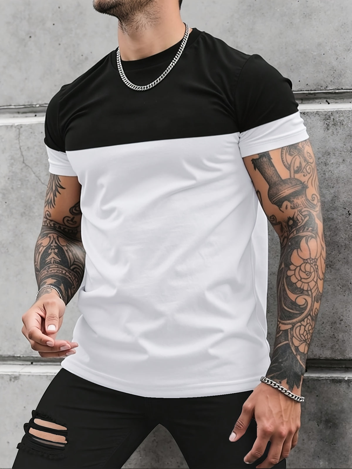 Men'S Color-Blocked T-Shirt Made of 100%, 180G, Featuring Solid Short Sleeves. Ideal for Summer And Suitable for All Seasons, This High-Quality, Comfortable, And Well-Fitting Casual Sportswear Is Factory-Made for Men - Mixed Color 2