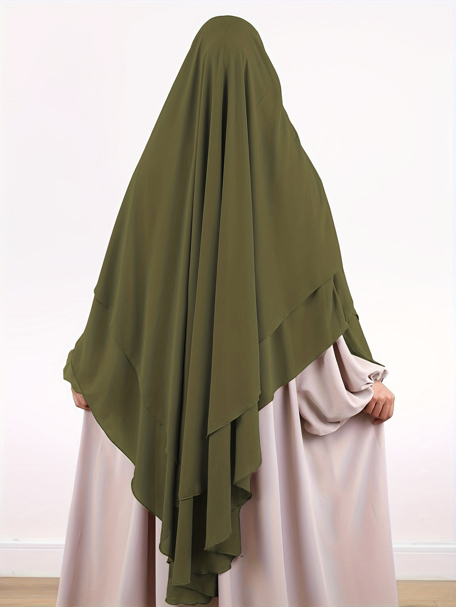 Elegant Flowy Head Wrap, Breathable Lightweight Fabric Casual Head Cover Suitable for Daily Outdoor and Home Styling - Olive Green