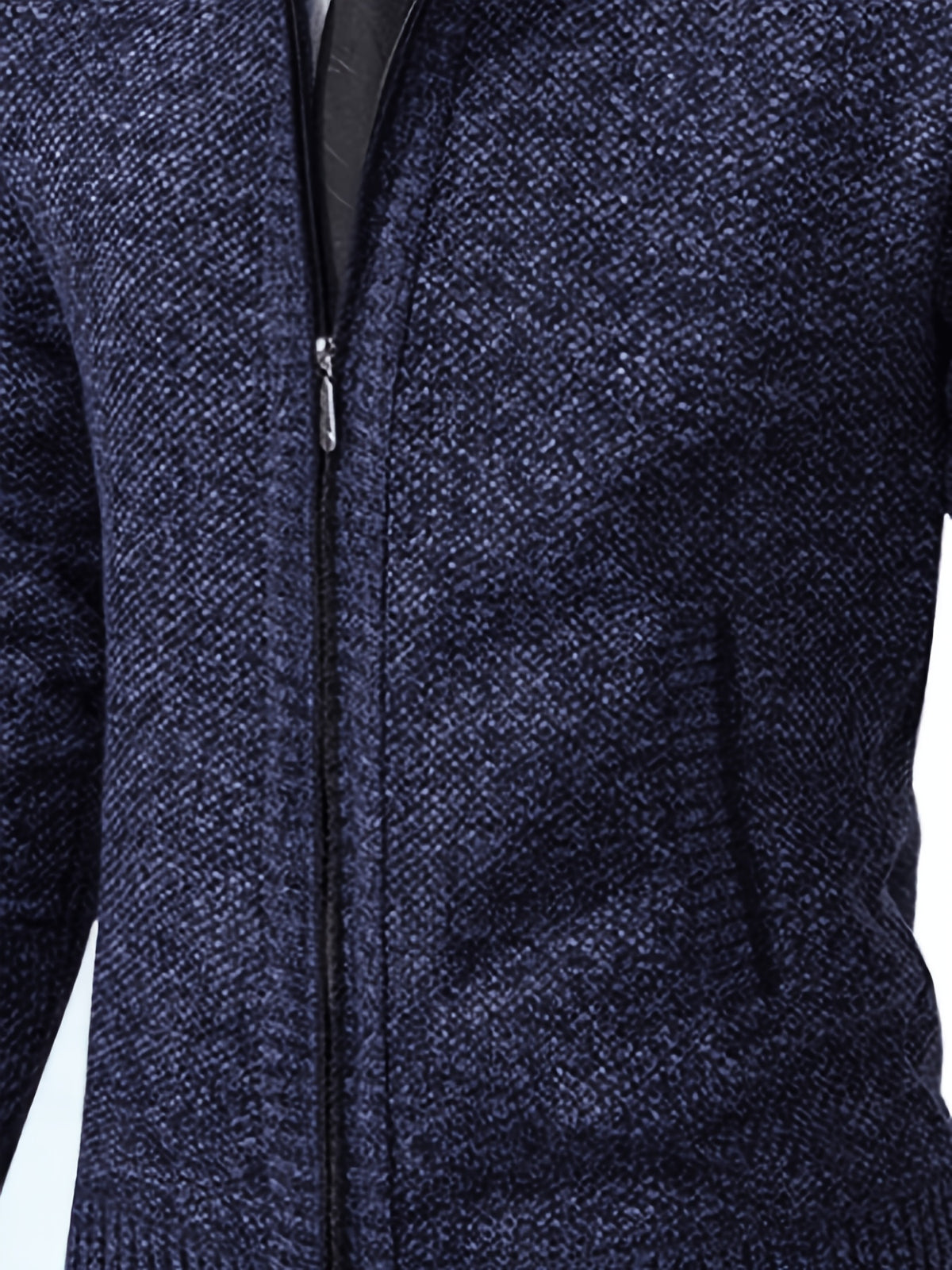 Single Casual Knitted Jacket with Stand-Up Collar And Smooth Zipper, Comfortable And Loose Retro Style, Versatile And Durable for Upper Body. (Includes Jacket) - Navy Color