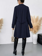 Women's Jacket with Elasticized Waist, Elasticized Cuffs, and Buttons - Navy Color