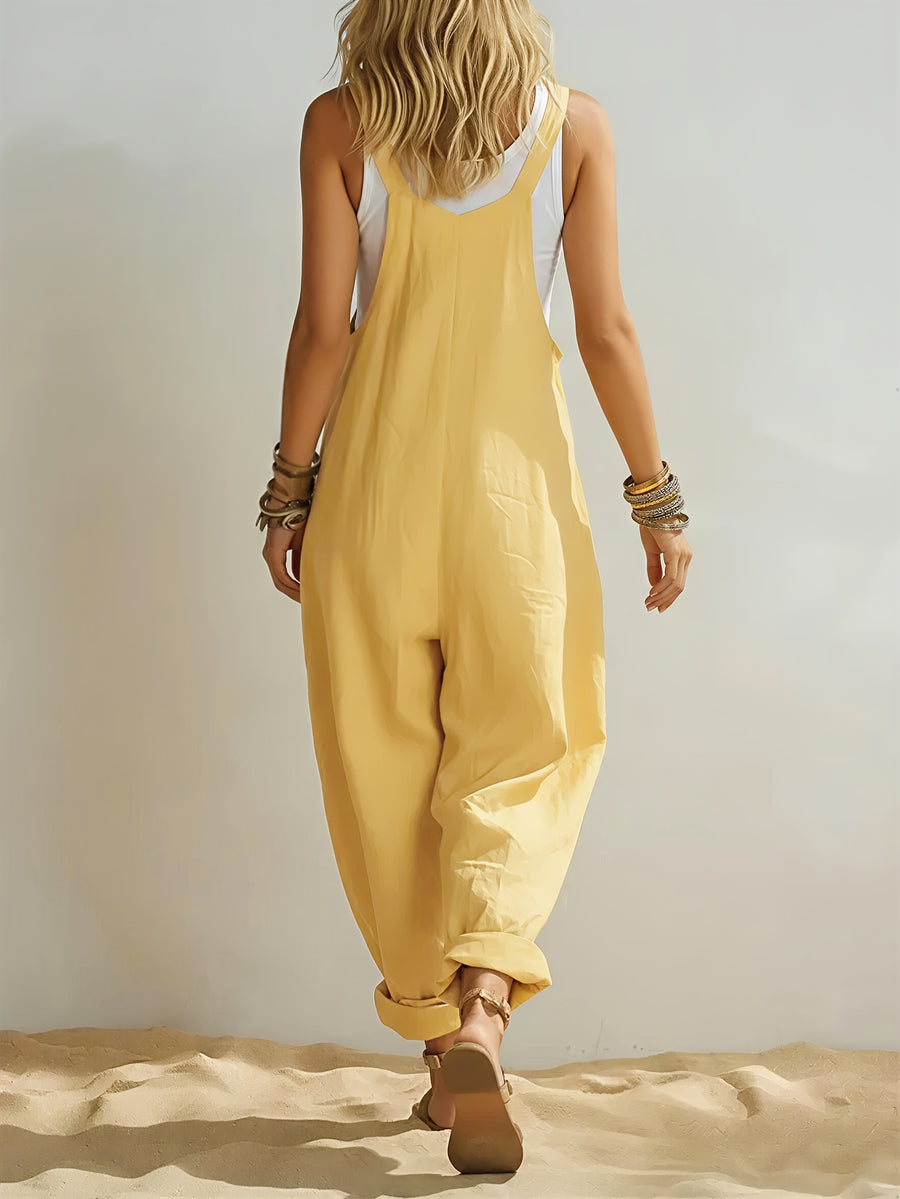 European and American Spring/Summer Fashion New Arrival, Comfortable, Breathable, Skin-Friendly, Sweat-Absorbent, Soft, High-Grade Fabric, Simple, Stylish, Elegant, Casual, for Outings, Country Vacations, Youthful, Soft Yellow, Versatile - Yellow