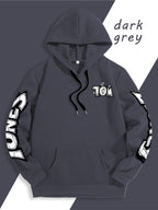 Men's Warner Bros. Vacation Hand-Drawn Sketch Print Hooded Sweatshirt, a Loose and Casual Hoodie Suitable for Animation IP Enthusiasts, Daily Commutes to School, Streetwear, and  Outfits for Couples and Best Friends - Dark Gray