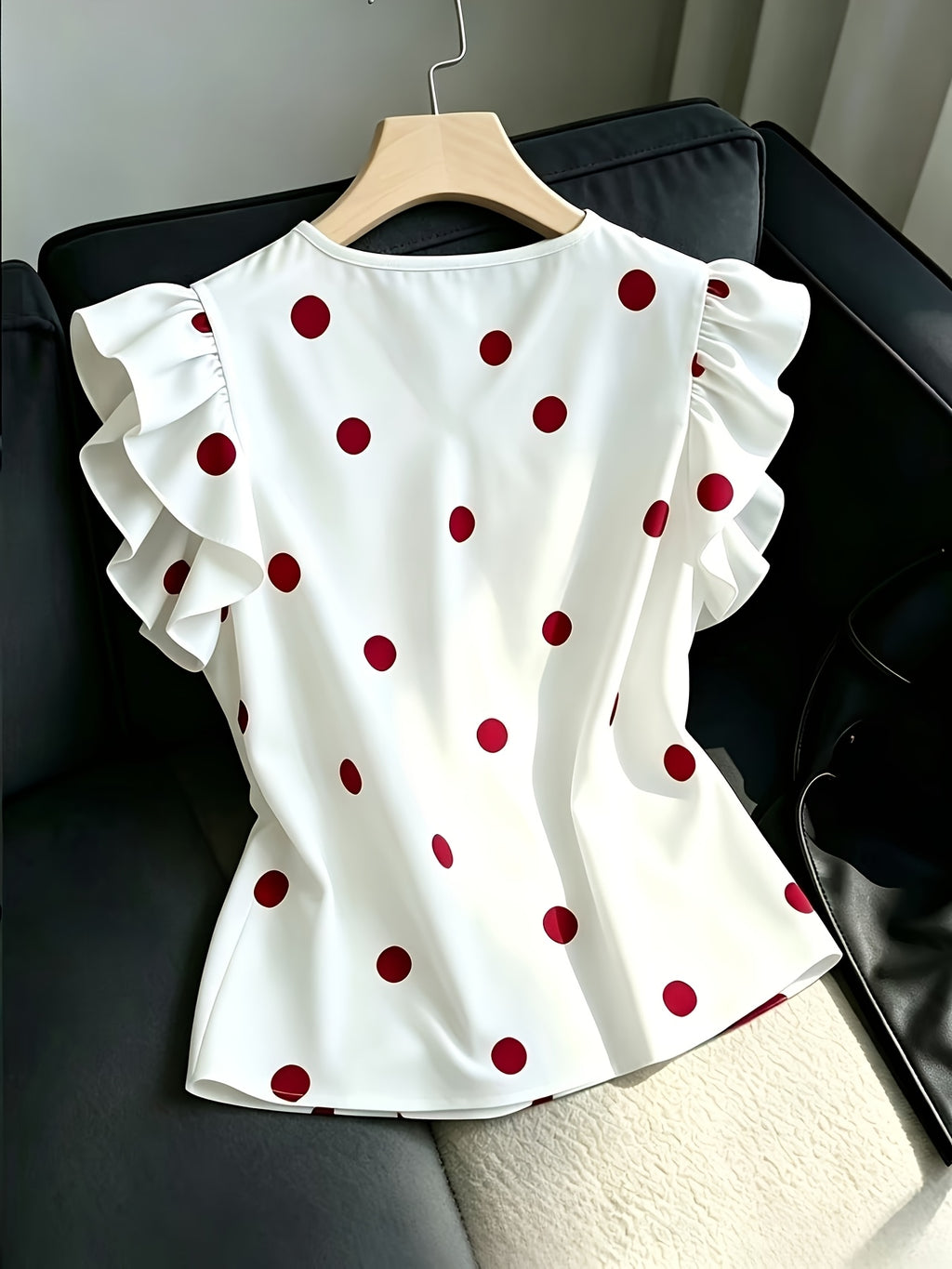 New Ruffled Fashion Polka Dot Vest, Suitable for Work, Weddings, Parties, Concerts, Brunch, Airport, Daily Fashion, Suitable for Halloween, Christmas, Retro Style - Red Polka Dots