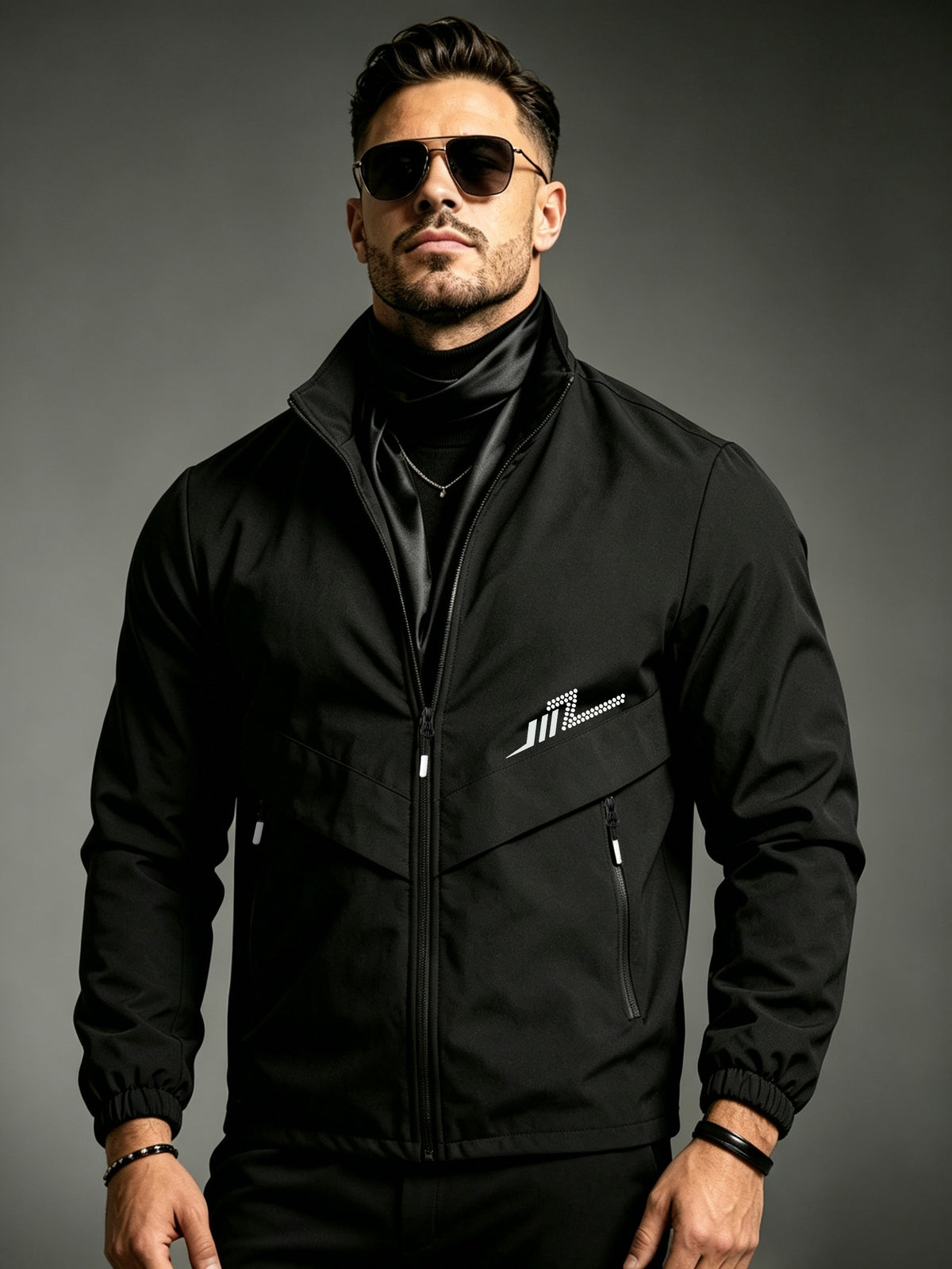 Men'S Windbreaker, Men'S Jacket, Men'S Casual Coat, Men'S Work Practical Jacket, Business Coat, Men'S Work Wear, Outdoor Sports Jacket for Men, Stand-Up Collar Windbreaker, Shell Jacket, Daily Work Scene Wear - Black