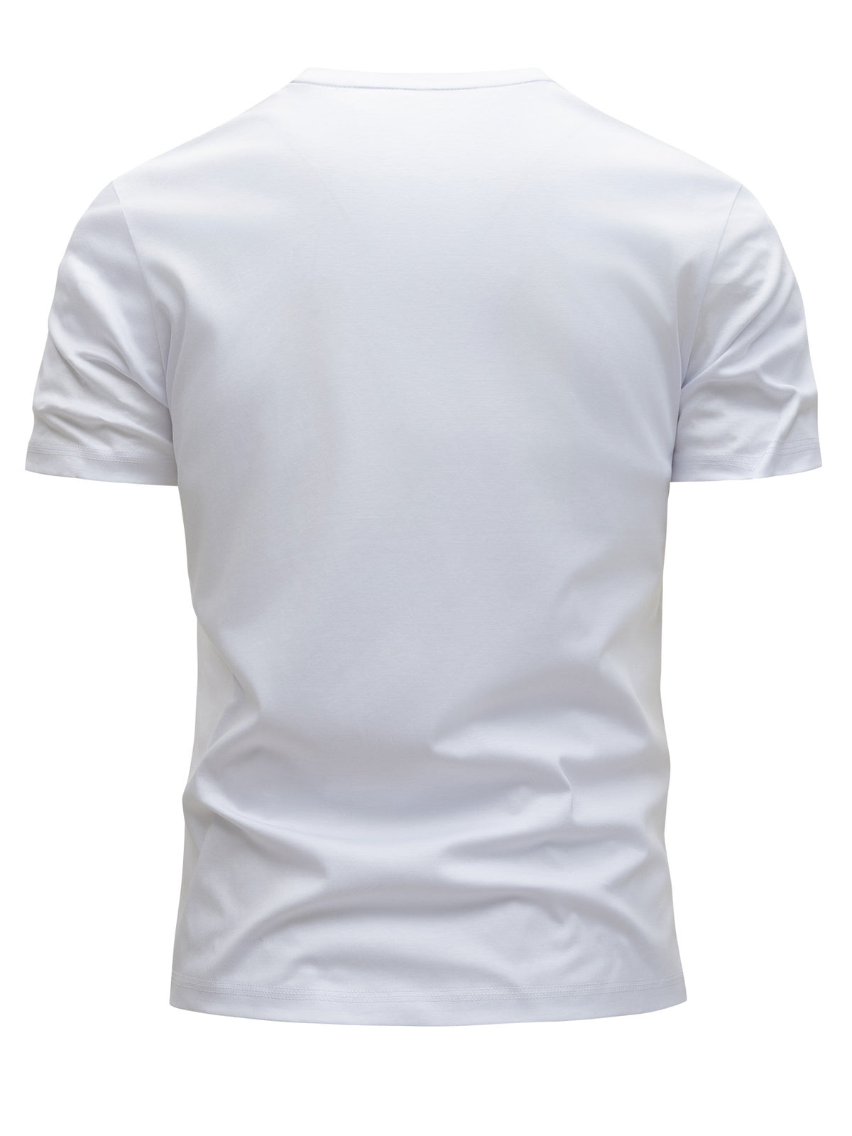 [Printed Design - Not Textured] 2026 New Style T-Shirt, Men's Summer Short Sleeve Thin Top, Trendy Fashion Slim Fit V-Neck, Versatile and Simple Classic Basic Style for Daily Commuting. Creative Vertical Stripe Pattern Design for a  and Fashionable - White