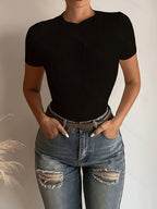 Fashionable Women's Short Sleeved TopFashionable Women's Short Sleeved Top - Black