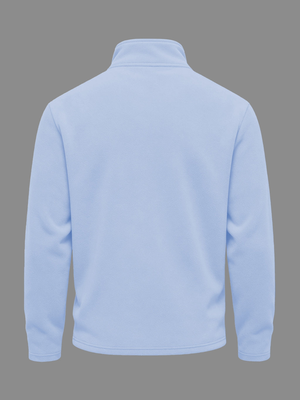 Josh Rose OBM Trendy Men's Solid Color Pure Velvet Fabric Long Sleeve Vintage Henley Shirt T-Shirt, Casual, Suitable for Autumn/Winter, Ideal for Men's Daily Wear, Stylish Slim-Fit Versatile Stand Collar Half-Zip Garment - Light Blue