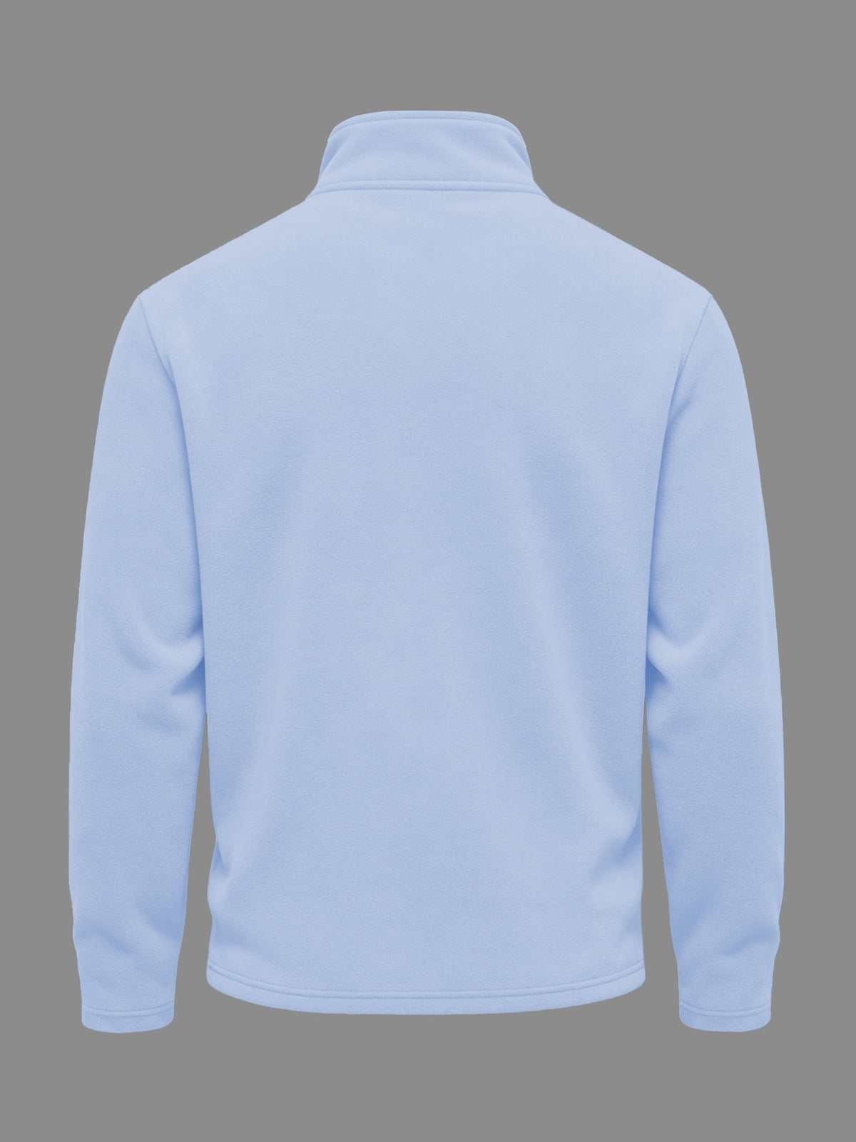 Josh Rose OBM Trendy Men's Solid Color Pure Velvet Fabric Long Sleeve Vintage Henley Shirt T-Shirt, Casual, Suitable for Autumn/Winter, Ideal for Men's Daily Wear, Stylish Slim-Fit Versatile Stand Collar Half-Zip Garment - Light Blue