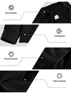 BOWZ Men's Corduroy Jacket Button-Up Cardigan Coat with Stand Collar & Drawstring Hood Suitable for Sports, Casual Commuting Jacket, Corduroy Button-Front Closure, Machine Washable Fall Outerwear, Solid Color Regular Fit Cardigan Gift - Black