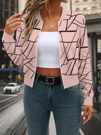 YS0701062 Women'S Open Front Baseball Neck Beautiful Jacket - Peach