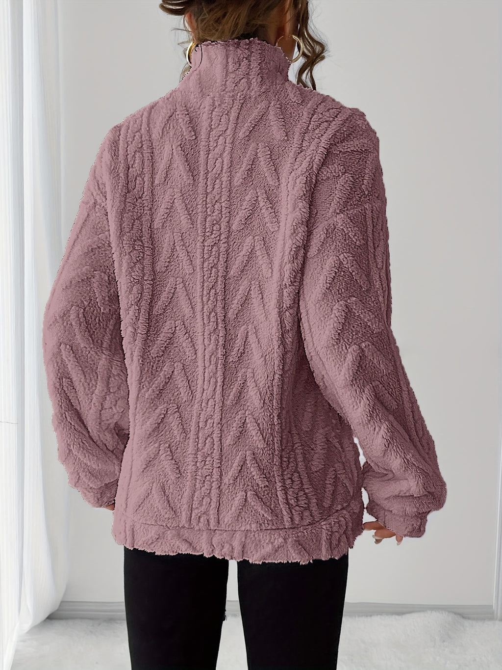 Autumn Winter Women'S Fashion Casual Versatile Warm Fleece Sweatshirt - Light Purple