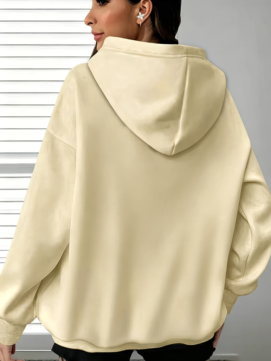 ETHIOPIA Lettering And Ethiopian Flag Pattern Autumn Winter Fashion Fleece Hooded Sweatshirt Women'S Printed Casual Elegant Women'S Clothing Cute Top - Apricot
