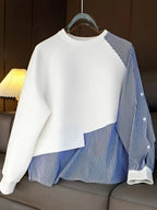 Women'S Irregular Striped Shirt Combined with a Sweatshirt - White