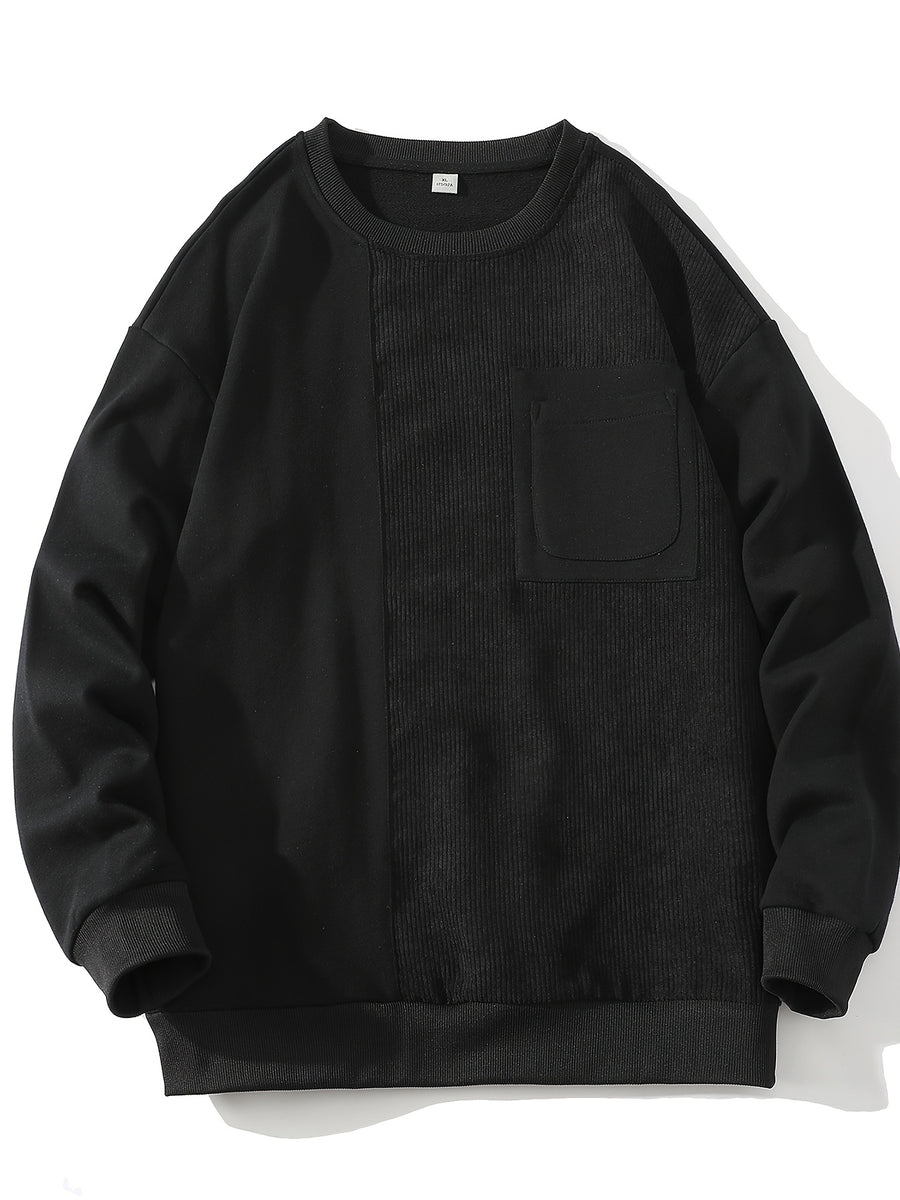 Shulei Water OBM Spring New Men'S Fashion Sweatshirt Round Neck Men'S Pullover Men'S Clothing Men'S Casual Athletic Wear - Black