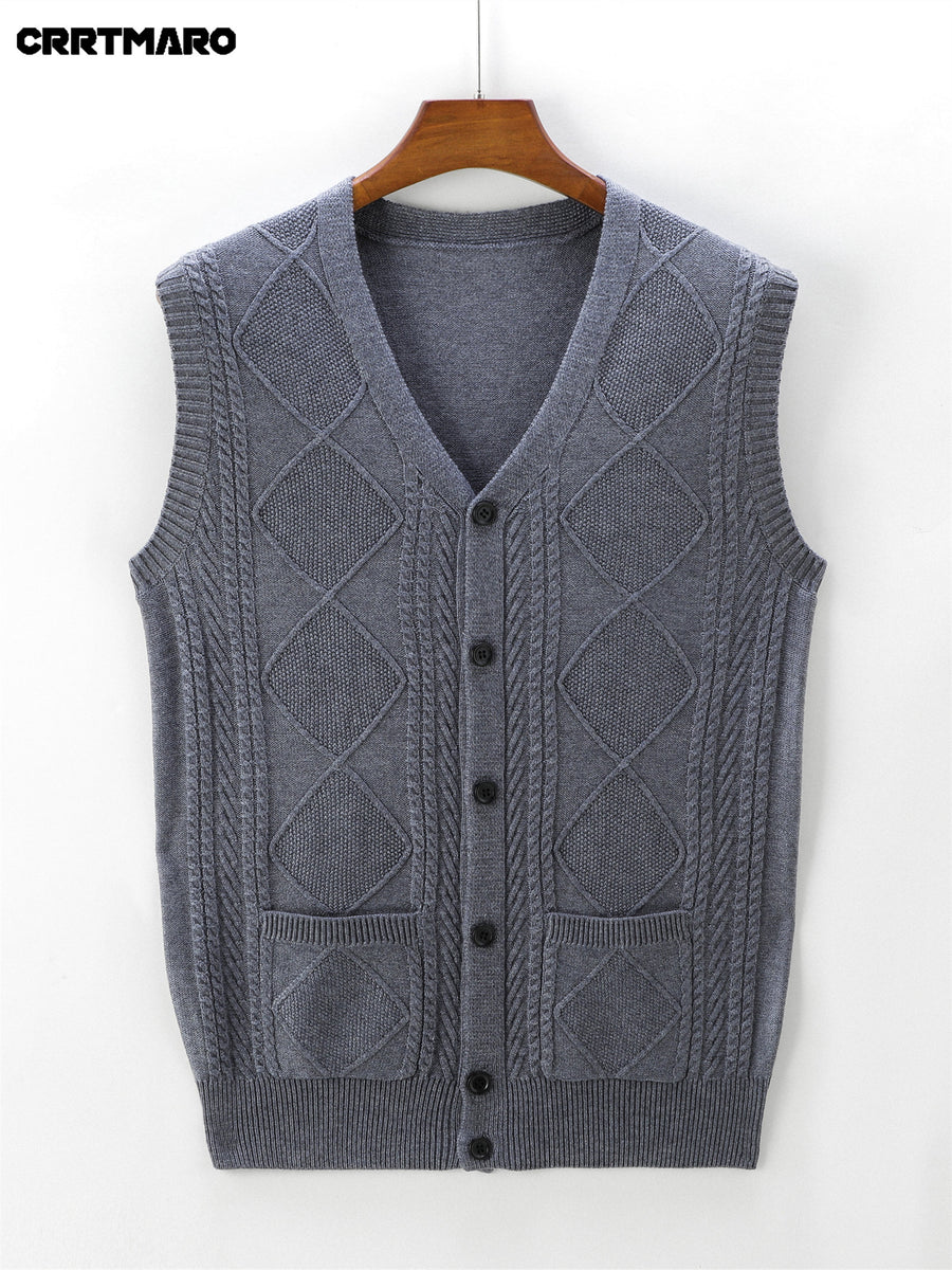 Men'S Thick, Chunky Knit Sweater Vest, Warm Casual Layering Top for Fall And Winter - Medium Gray