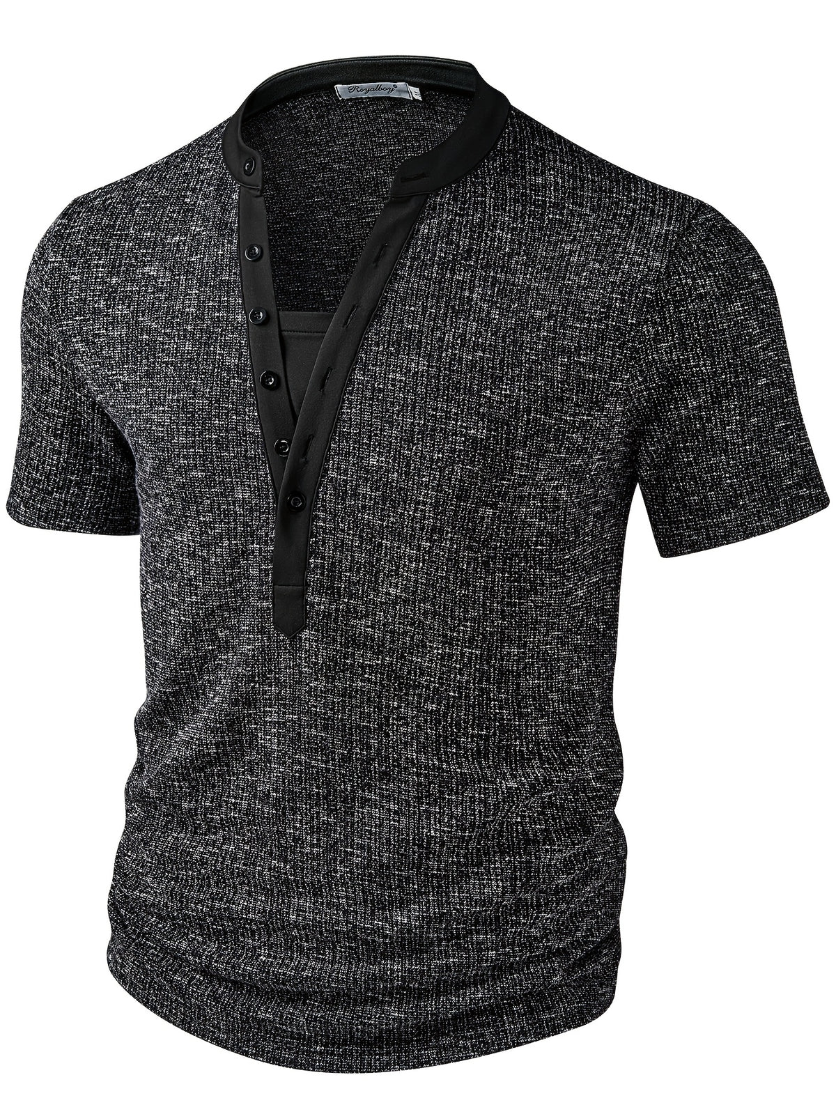 ROYALBOY Presents the New Spring Collection: Short-sleeved Shirts with a Unique Patchwork Design, Versatile for Daily Wear and Essential for Commuting - Black