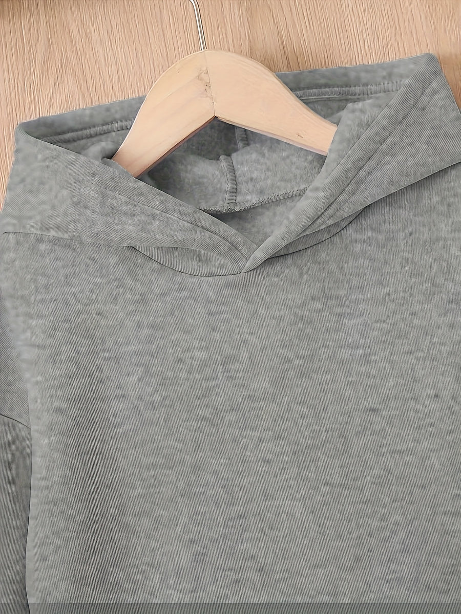Trendy Long Women'S Hoodie for Autumn And Winter Fashion, Women'S Clothing with Kangaroo Pocket Design - Grey