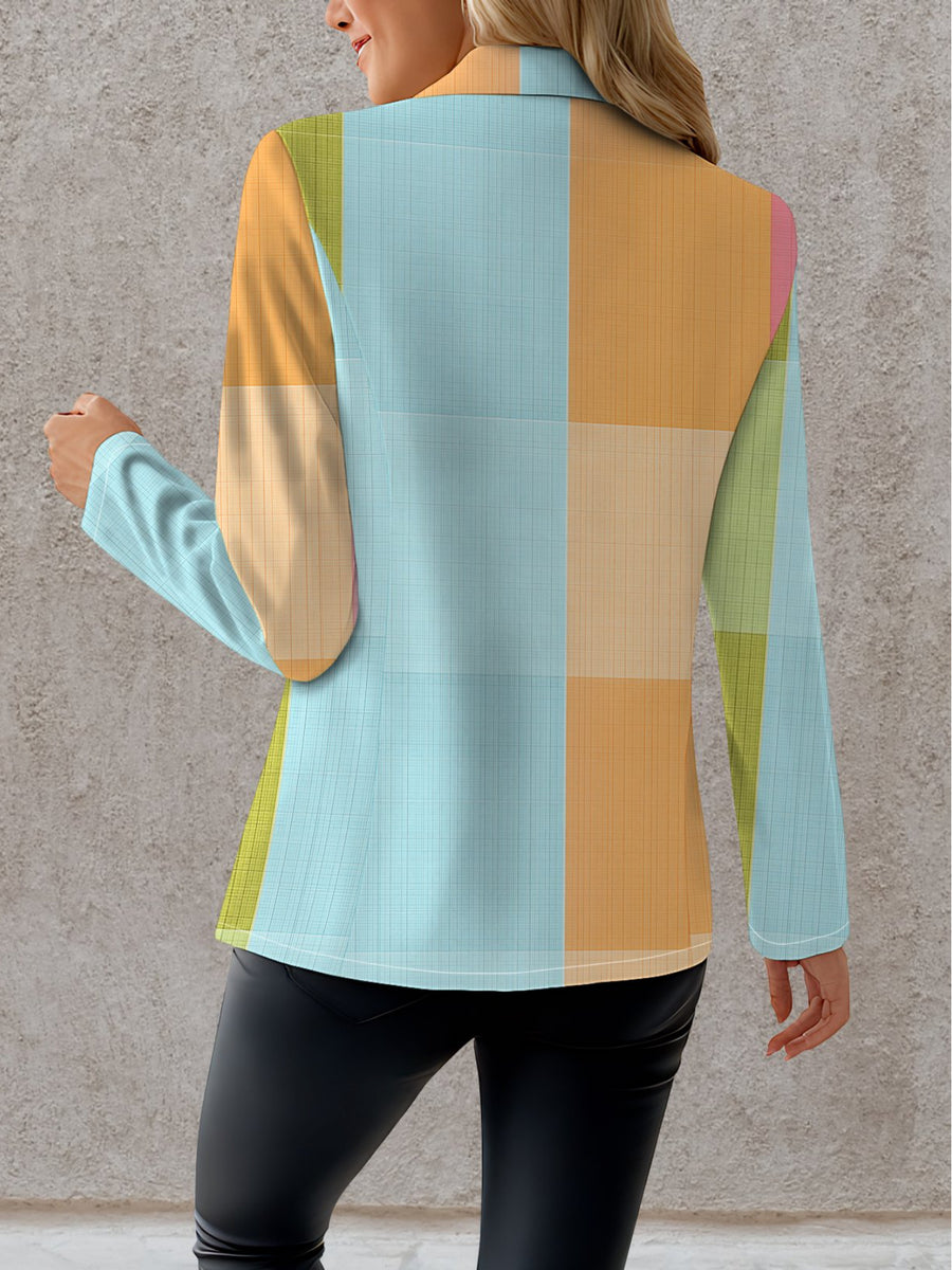 A Stylish And Elegant Women'S Coat with a Plaid Pattern, Perfect for The Autumn Season - Mixed colors