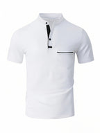 [Josh May OBM] 4pcs Set, Solid Color Stand-Up Collar Henley Shirts, Breathable Quick-Dry Casual Shirts, Lightweight Stretch, No Ironing Required, Durable And Wearable, Button-Up Design, Suitable for Summer Office, Yacht Wear, Casual Attire - Black+White+Gray+Light Blue