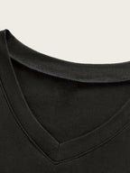180g 100% Men's V-Neck T-Shirt, Solid Color Short Sleeve Top, Casual Base Layer, "MODA GENTS" Brand, Men's All-Season Daily Wear, Father's Day Gift, Back-to-School Season, Dates & Dinner Parties, Designed Clothing - Black