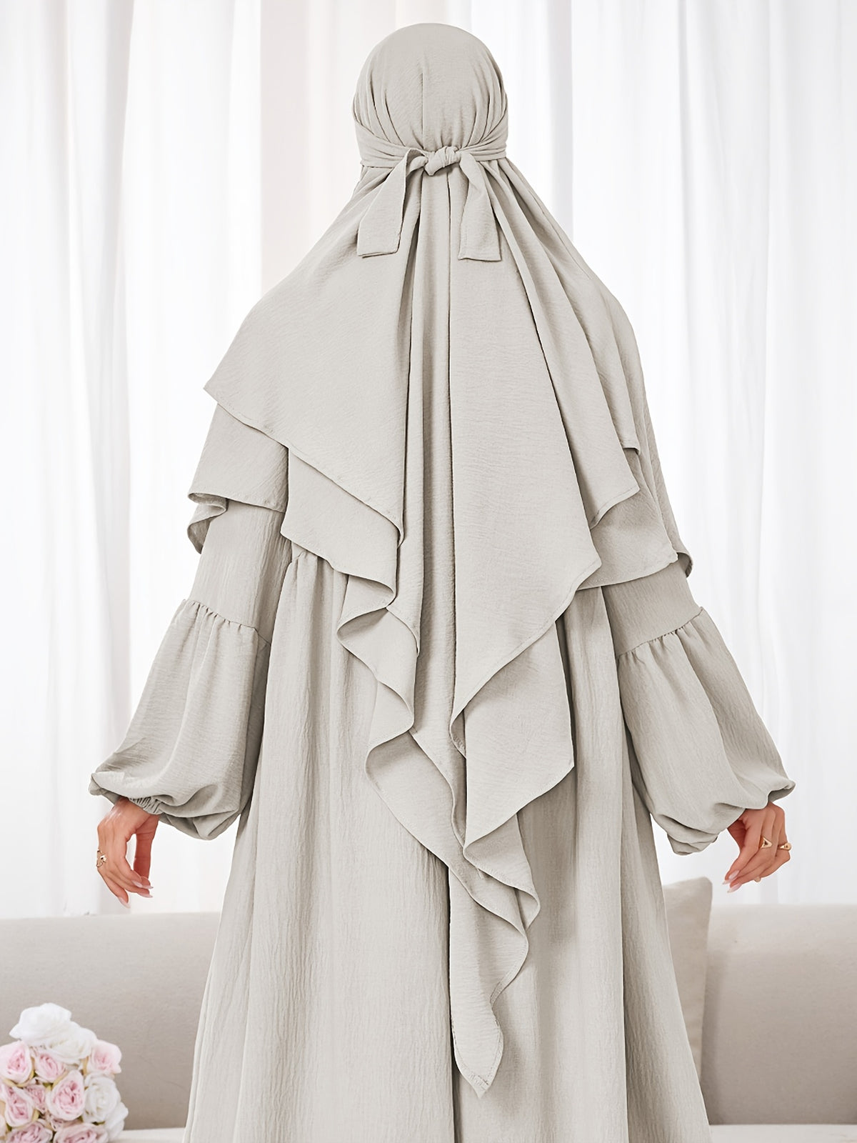 1pc (No Include Clothing) Kimmar Double-Layer Kimmar Shawl Headscarf Fashion Classic Versatile Kimmar, Suitable for Women'S Daily Wear - Light Grey
