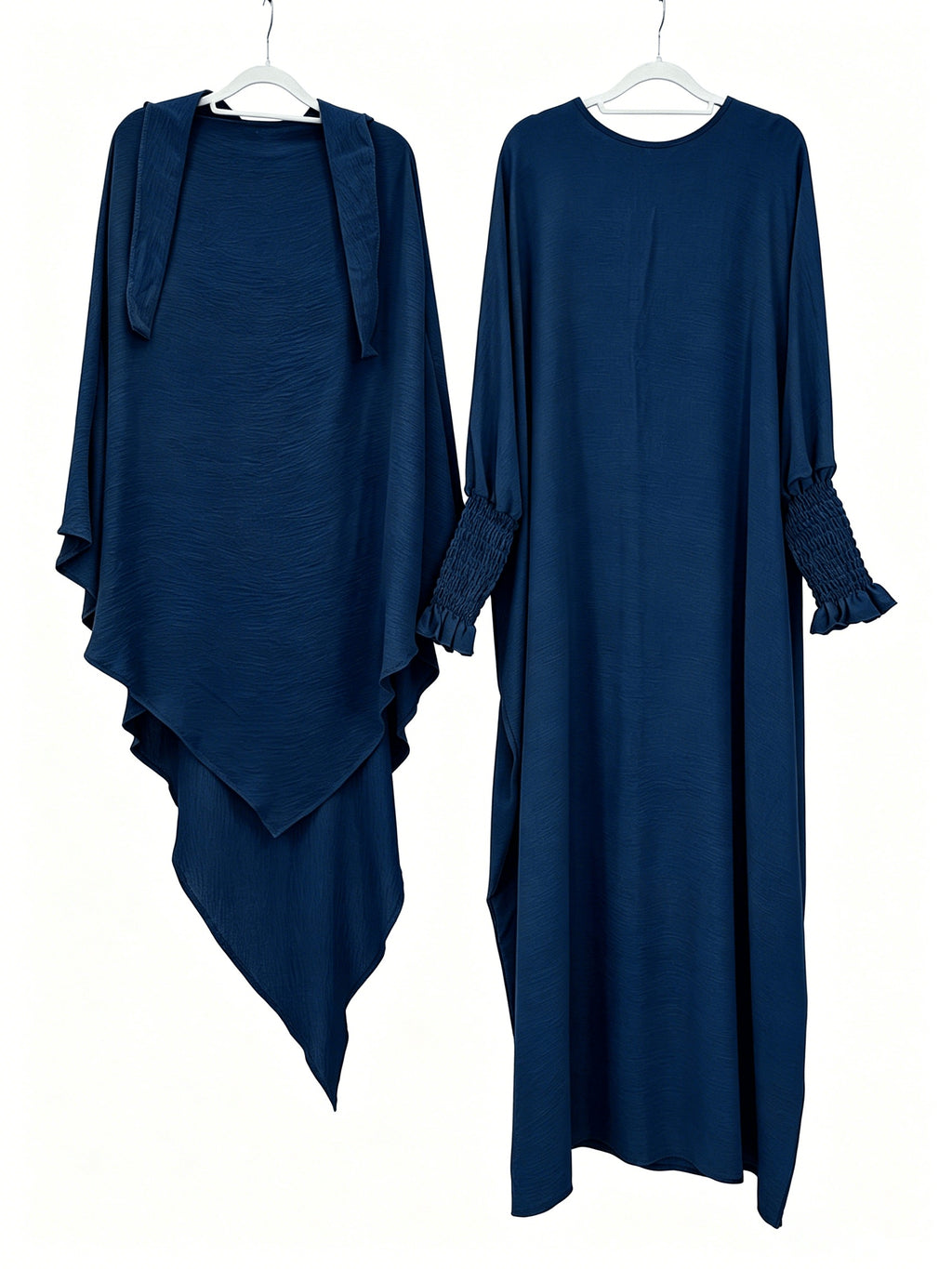2pcs Prayer Set, Women'S Abaya, Khimar Set, Islamic Clothing, Modest Fashion, Two-Piece Abaya Set, Loose Fit Abaya, Long Sleeve Abaya, Full Length Abaya, Prayer Dress - Navy Color
