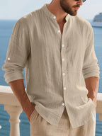 3pcs Set Men'S Henley Long Sleeve Shirt, Easy And Elegant Style. Versatile for Daily Outings And Casual Workplaces. Suitable for Personal Wear Or As a Birthday Gift for Friends And Family - Gray + Khaki + Black 3-pack