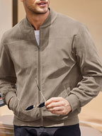Multi-color Suede Jacket for Spring and Autumn - Khaki
