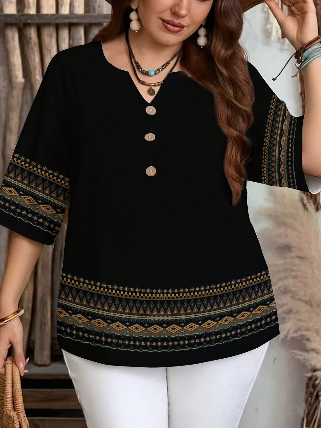 Women's New Summer Fashion Casual Printed Short-Sleeve Top - Deep Grey