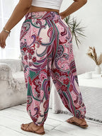 Vacation Full Body Printed High-Waist Elastic Waist Fashion Long Pants - Multicololr 6