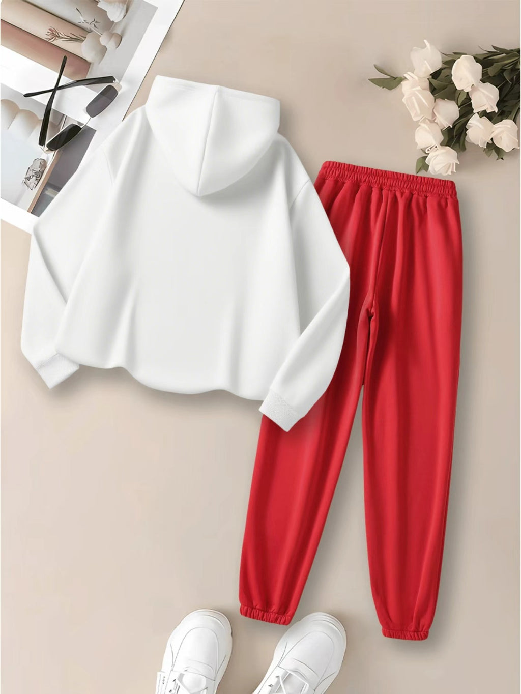 Autumn-Winter New MILANO Women's Hooded Sweatshirt Set - Red