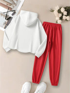 Autumn-Winter New MILANO Women's Hooded Sweatshirt Set - Red