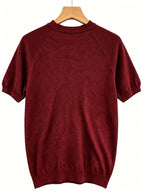Easy Commuter Men'S Knit Short Sleeve, Off-Shoulder Design Business Casual T-Shirt Top - Burgundy
