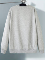 This Pullover Features a Round Neck And a Stylish Airplane Print, Making It a Versatile And Fashionable Choice for Casual Sportswear. It'S a Trendy Long-Sleeve Sweatshirt Suitable for Outdoor Activities, Perfect for Autumn And Winter Men'S Fashion - Light Grey