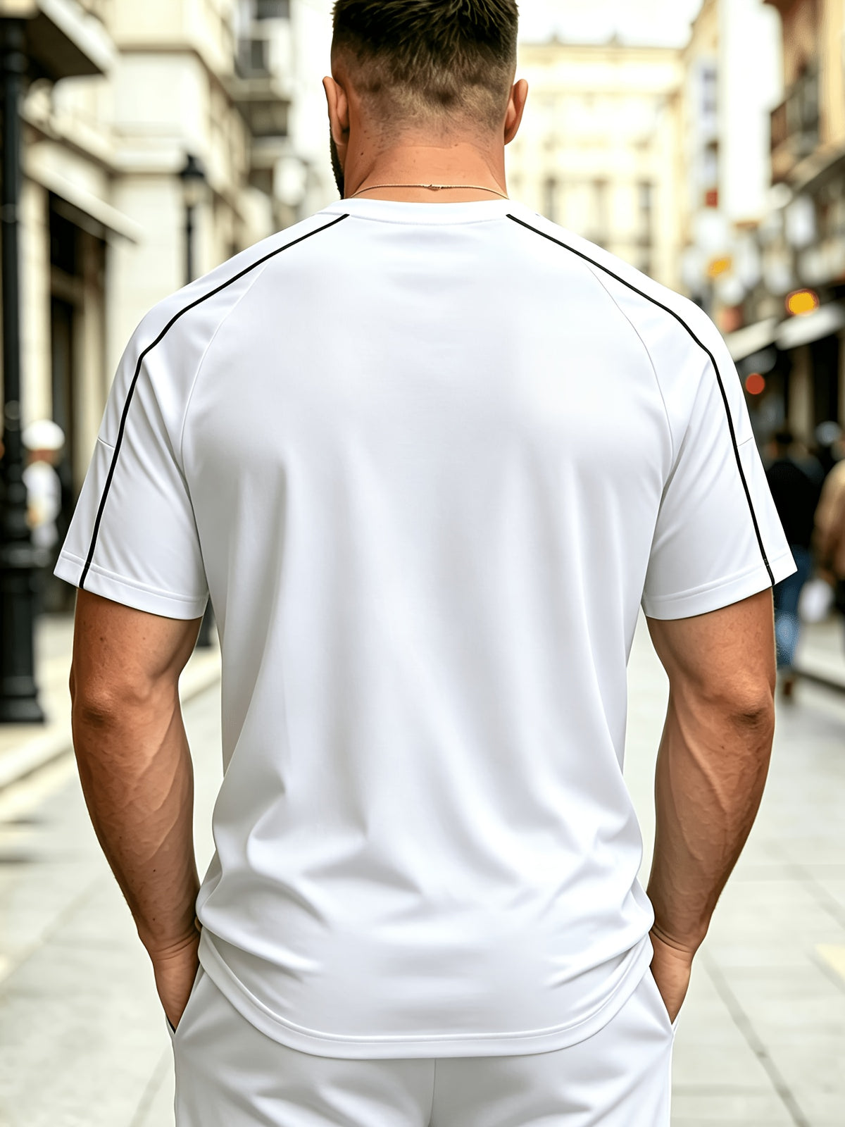 Spring and Autumn Thin, Quick-drying, Solid-color Knitted Printed Short-sleeved T-shirt, Casual Sports, Simple, Breathable and Comfortable, Home Daily All-match Tops - White