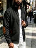 BOWZ Men'S Knit Zipper Stand-Up Collar Cardigan Jacket, Casual Fashion All-Match Premium Sports Men'S Clothing - Black