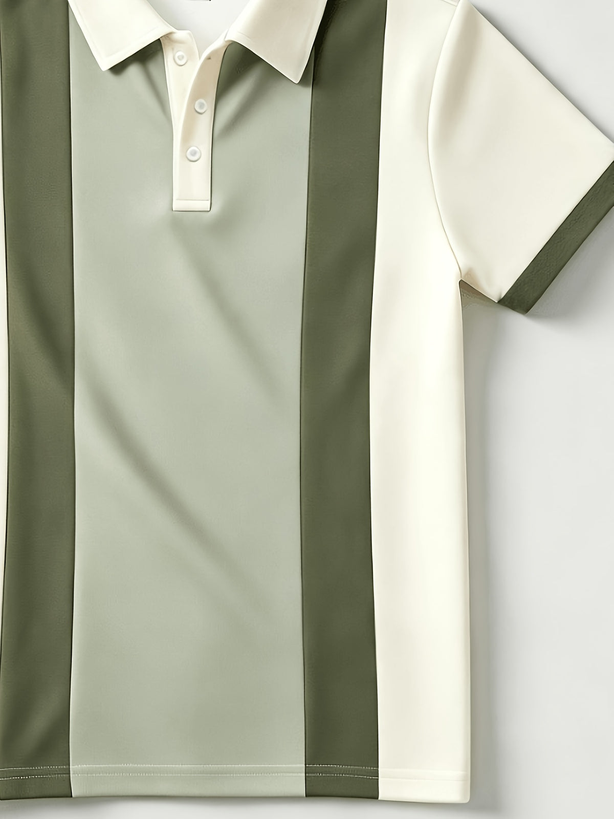 Men'S Retro Color-Block Vertical Stripe Polo Shirt, Short Sleeve Lapel Casual Summer Daily Polo Shirt (Latin America) - fern green