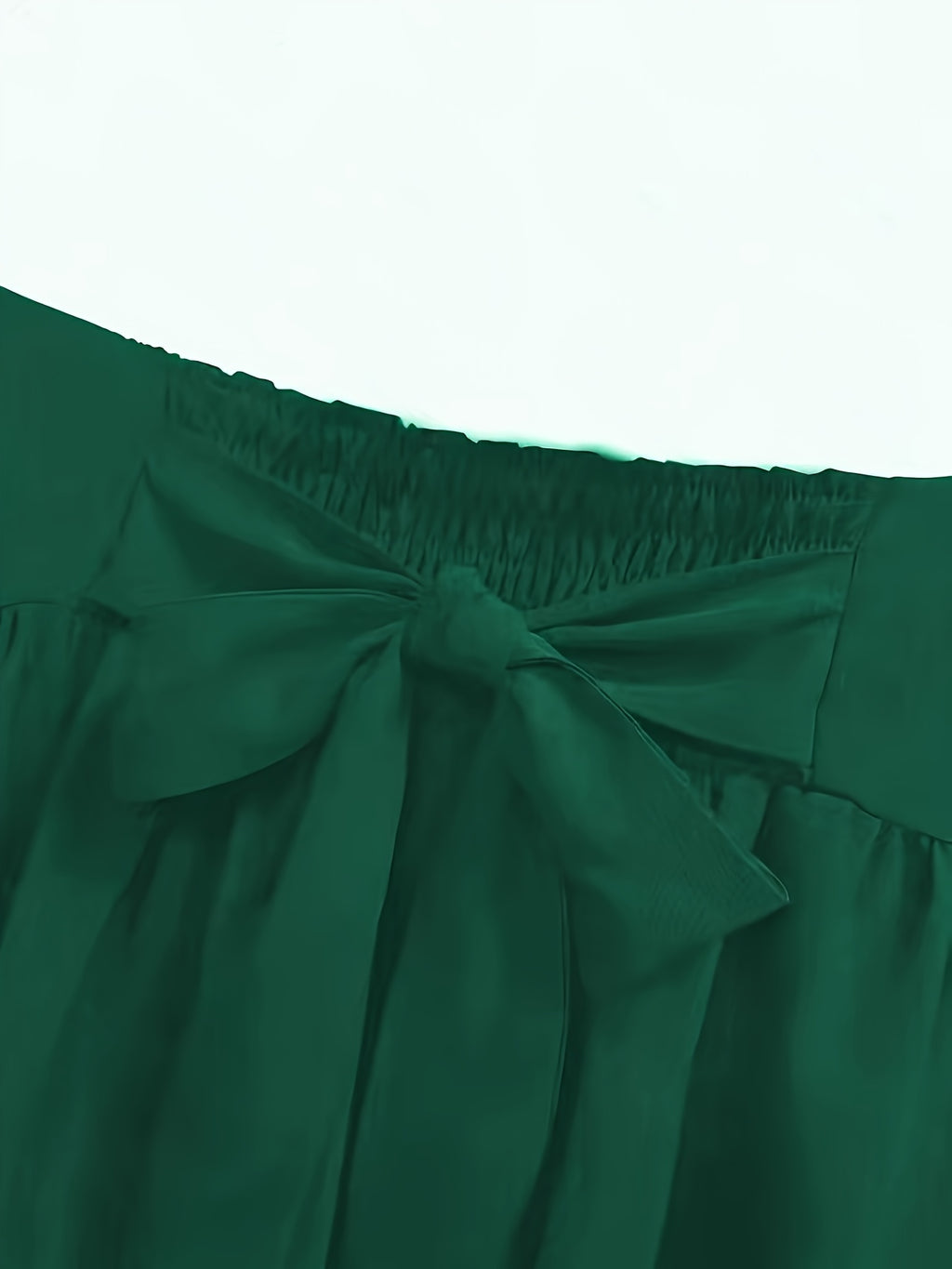 Women'S Elegant High-Waist Bow A-Line Trumpet Midi Dress - Dark Green